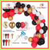 L Arch & Garland Balloon Theme Set, Perfect For Decoration, Celebration, Creating Stunning Arches And Displays. - Red&Black