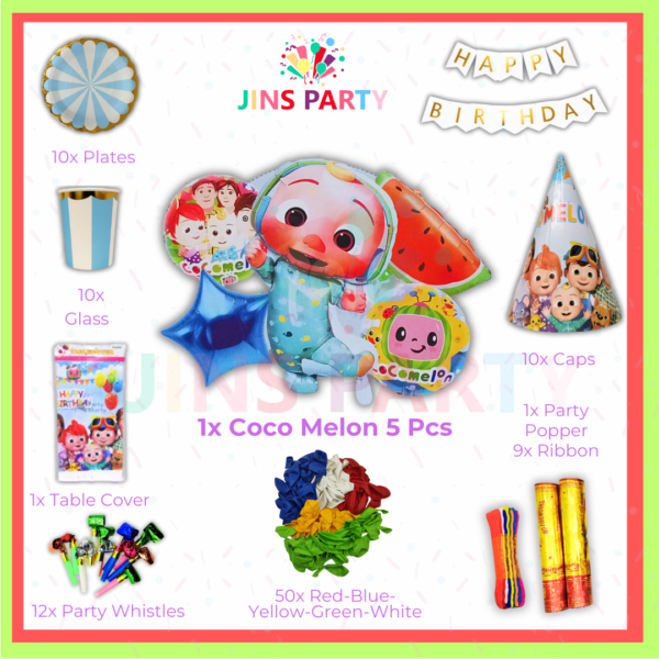 All-in-one Coco Melon Birthday Themed Party Set For Decoration & Celebration