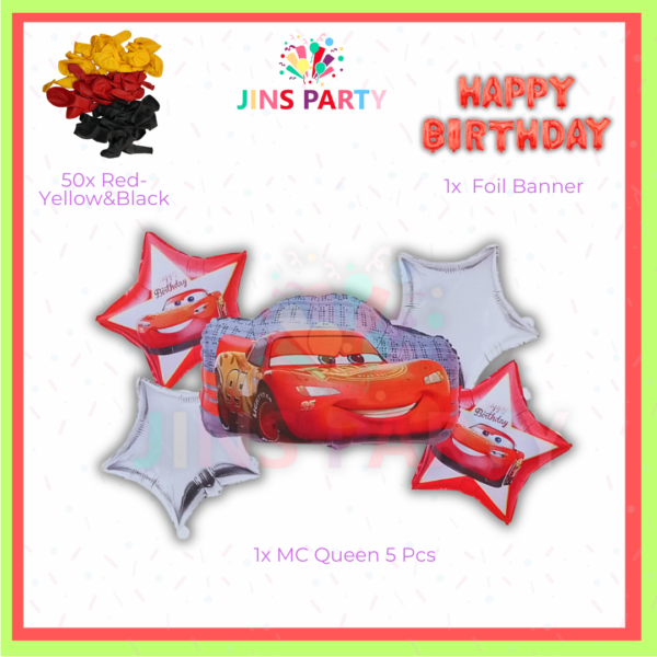 All-in-one Mc Queen Birthday Themed Party 1st Bundle  For Decoration & Celebration